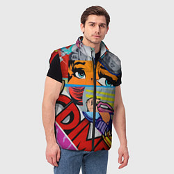 Мужской жилет Авангардная композиция Pop art Eyes, цвет: 3D-красный — фото 2