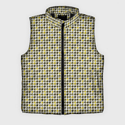 Мужской жилет Ломаная клетка, черная, горчичная гусиная лапка, цвет: 3D-черный