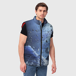 Мужской жилет Космический пейзаж с ледяными скалами, цвет: 3D-красный — фото 2