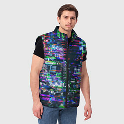 Мужской жилет Ночной город - glitch, цвет: 3D-черный — фото 2