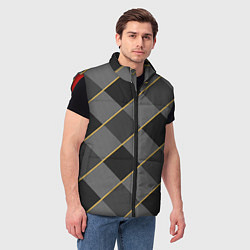 Мужской жилет Серебром в клетку, цвет: 3D-красный — фото 2