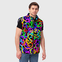 Мужской жилет Неоновый беспорядок, цвет: 3D-светло-серый — фото 2