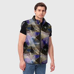 Мужской жилет Полигональный абстрактный: бежевый, коричневый, си, цвет: 3D-светло-серый — фото 2