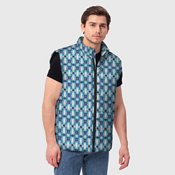 Мужской жилет Сине-белый геометрический икат узор, цвет: 3D-черный — фото 2