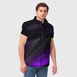 Мужской жилет Черно-фиолетовая геометрическая абстракция, цвет: 3D-черный — фото 2
