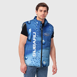 Мужской жилет Subaru - капли, цвет: 3D-светло-серый — фото 2
