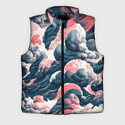 Мужской жилет Красные облачные узоры, цвет: 3D-светло-серый