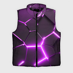 Мужской жилет Фиолетовые неоновые геометрические плиты, цвет: 3D-черный