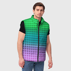 Мужской жилет Gradient lilac green plaid, цвет: 3D-черный — фото 2