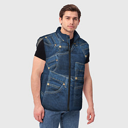 Мужской жилет Джинсовка jeans, цвет: 3D-светло-серый — фото 2