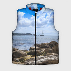 Мужской жилет Парусник на горизонте океана, цвет: 3D-красный