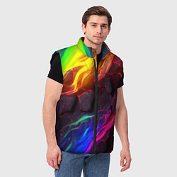 Мужской жилет Neon rainbow lava, цвет: 3D-черный — фото 2