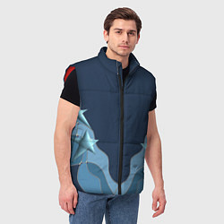 Мужской жилет Голубые линии и звезды Абстрактный принт со звезда, цвет: 3D-красный — фото 2