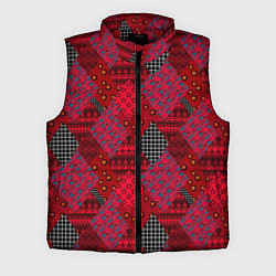 Мужской жилет Красный лоскутный узор пэчворк, цвет: 3D-красный