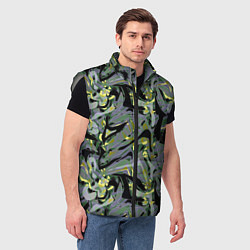 Мужской жилет Черный, серые, желтые каракули, цвет: 3D-светло-серый — фото 2