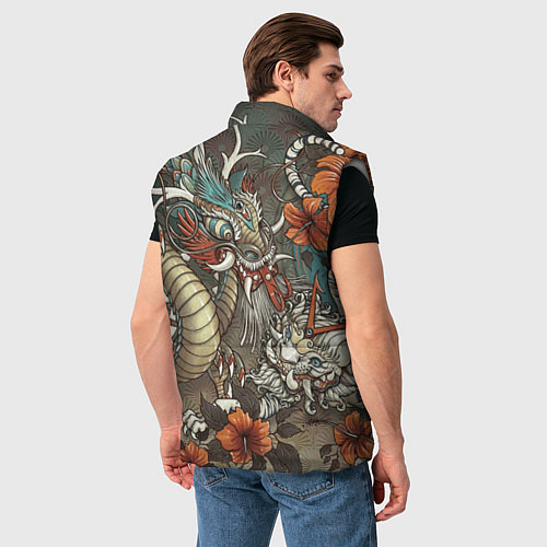 Мужской жилет Тигр и дракон мифические / 3D-Светло-серый – фото 4