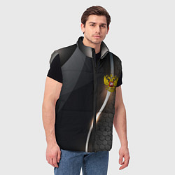 Мужской жилет Герб РФ киберпанк, цвет: 3D-светло-серый — фото 2