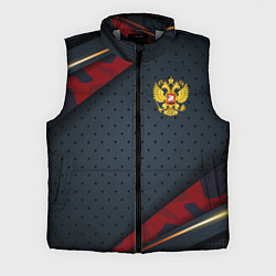 Мужской жилет Герб России черно-красный камуфляж, цвет: 3D-светло-серый