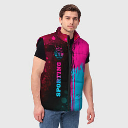 Мужской жилет Sporting - neon gradient: по-вертикали, цвет: 3D-черный — фото 2