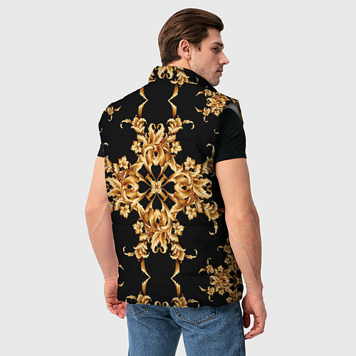 Мужской жилет Золотая гжель цветы / 3D-Светло-серый – фото 4