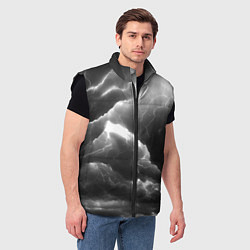 Мужской жилет Молнии в черных тучах, цвет: 3D-черный — фото 2