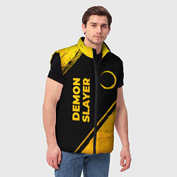 Мужской жилет Demon Slayer - gold gradient: надпись, символ, цвет: 3D-черный — фото 2