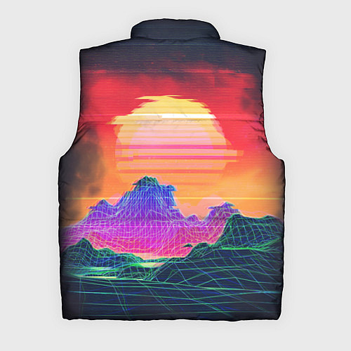 Мужской жилет Синтвейв неоновые горы на закате / 3D-Красный – фото 2