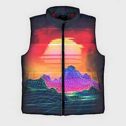 Мужской жилет Синтвейв неоновые горы на закате