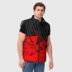 Мужской жилет Красные брызги на черном фоне, цвет: 3D-светло-серый — фото 2