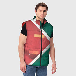 Мужской жилет Абстрактная красная и зелёная поверхность с линиям, цвет: 3D-красный — фото 2
