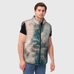 Мужской жилет Абстрактные синие и белые краски, цвет: 3D-светло-серый — фото 2