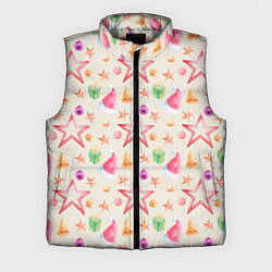 Мужской жилет Новогодние звезды и шарики, цвет: 3D-светло-серый