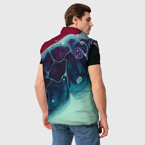 Мужской жилет Вода и краски - синие и красные / 3D-Светло-серый – фото 4