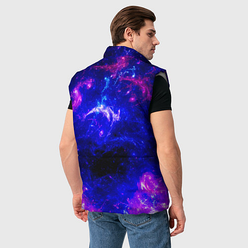 Мужской жилет Неоновый космос со звездами / 3D-Светло-серый – фото 4