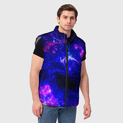 Мужской жилет Неоновый космос со звездами, цвет: 3D-светло-серый — фото 2