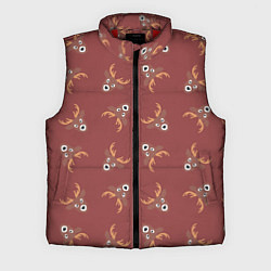 Мужской жилет Эстетика: праздничные олени на бордовом фоне, цвет: 3D-красный
