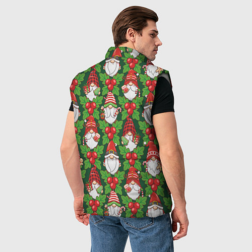 Мужской жилет Новогодние гномы - паттерн / 3D-Светло-серый – фото 4
