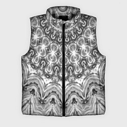 Мужской жилет Серый ажурный калейдоскоп мандала, цвет: 3D-черный