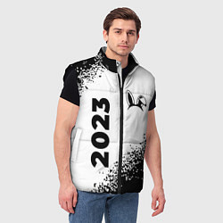 Мужской жилет Кролик НГ ободок: надпись, символ на светлом, цвет: 3D-черный — фото 2