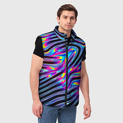 Мужской жилет Голографические полосы, цвет: 3D-черный — фото 2