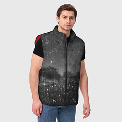 Мужской жилет Абстрактная тьма и следы белой краски, цвет: 3D-красный — фото 2