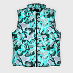 Мужской жилет Пятнистый абстрактный узор серый с бирюзовыми лини