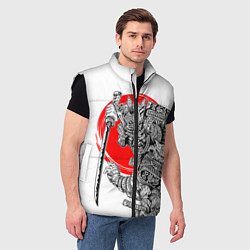 Мужской жилет Самурай с мечом на белом фоне, цвет: 3D-черный — фото 2