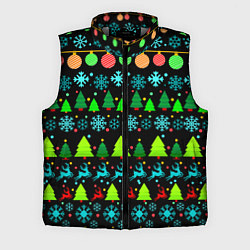 Мужской жилет Узор с ёлками и оленями, цвет: 3D-светло-серый