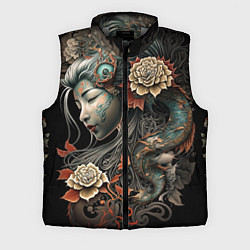 Мужской жилет Японская девушка Irezumi, цвет: 3D-светло-серый