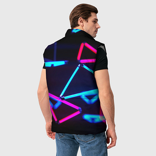 Мужской жилет Неоновые фигуры ночь / 3D-Светло-серый – фото 4