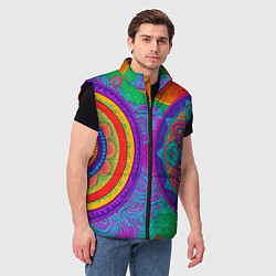 Мужской жилет Красочные этнические орнаменты, цвет: 3D-черный — фото 2