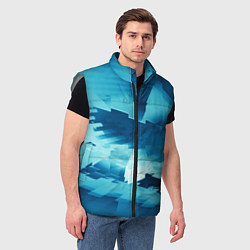 Мужской жилет Абстрактные светло-синие кубы и другие фигуры, цвет: 3D-светло-серый — фото 2