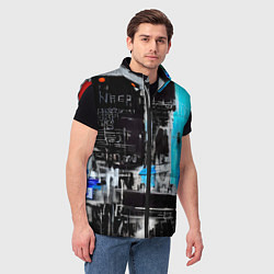 Мужской жилет Абстракция, черно-синие цвета, от нейросети, цвет: 3D-красный — фото 2