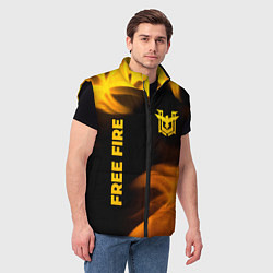 Мужской жилет Free Fire - gold gradient: надпись, символ, цвет: 3D-черный — фото 2